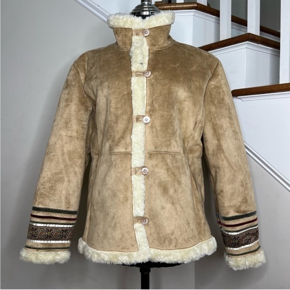 Coldwater Creek Faux Suede and Sherpa Winter Jacket - Picture 2 of 10